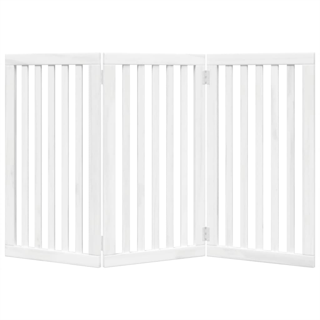 Brána pre psa skladacia 3 panely biela 150 cm topoľové drevo