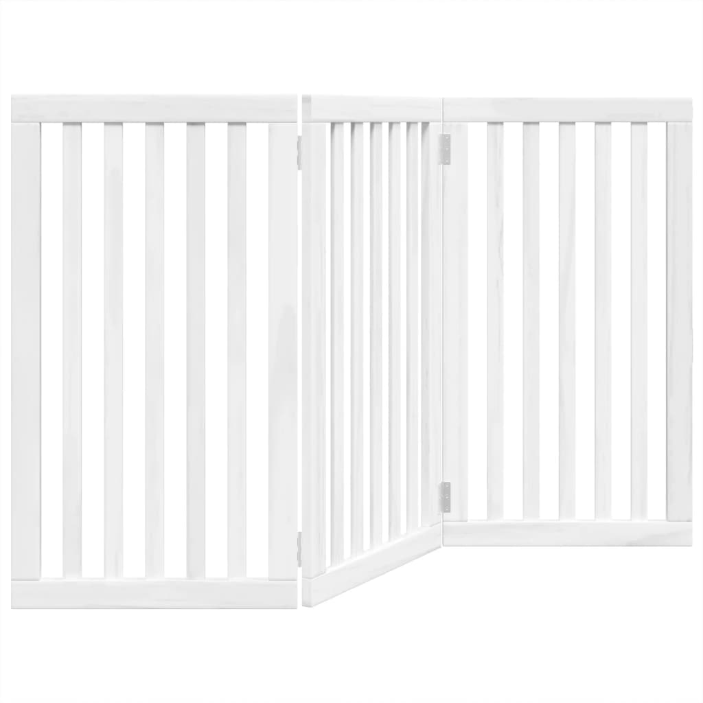 Brána pre psa skladacia 3 panely biela 150 cm topoľové drevo