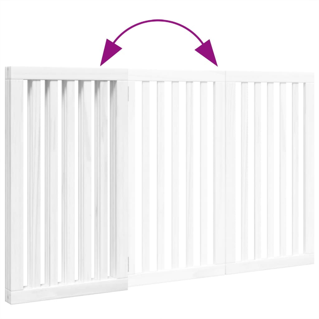 Brána pre psa skladacia 3 panely biela 150 cm topoľové drevo