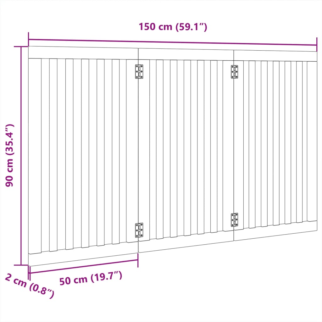 Brána pre psa skladacia 3 panely biela 150 cm topoľové drevo