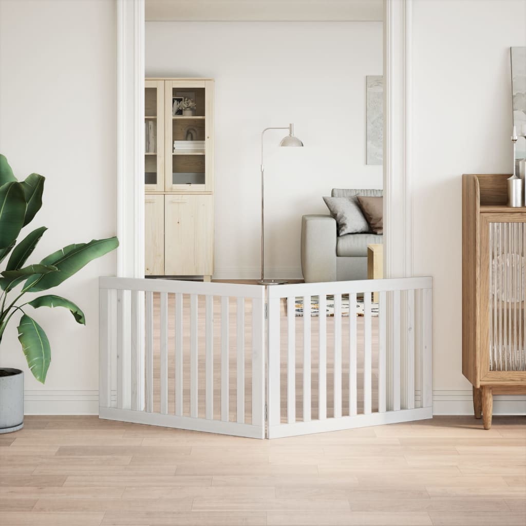 Brána pre psa skladacia 2 panely biela 160 cm topoľové drevo