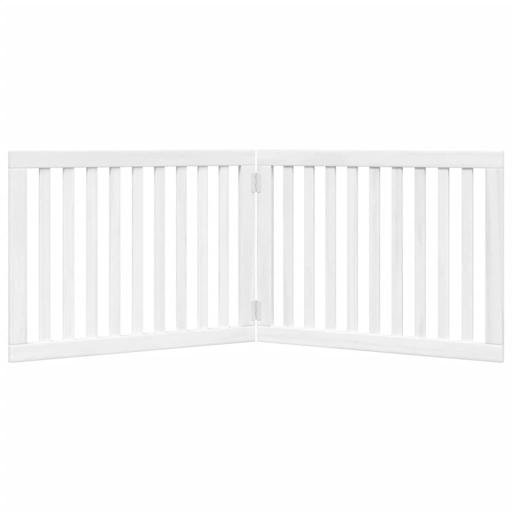 Brána pre psa skladacia 2 panely biela 160 cm topoľové drevo