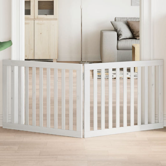 Brána pre psa skladacia 2 panely biela 160 cm topoľové drevo