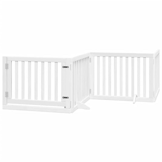 Brána pre psa s dverami sklad. 4pan. biela 320cm topoľové drevo