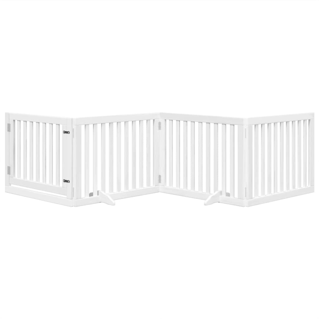 Brána pre psa s dverami sklad. 4pan. biela 320cm topoľové drevo