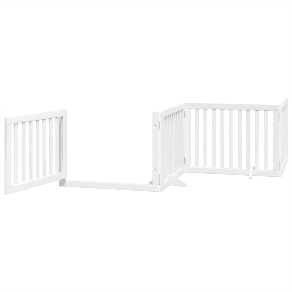 Brána pre psa s dverami sklad. 4pan. biela 320cm topoľové drevo