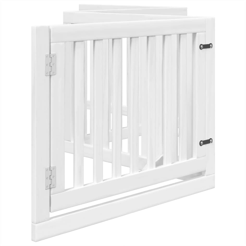 Brána pre psa s dverami sklad. 4pan. biela 320cm topoľové drevo