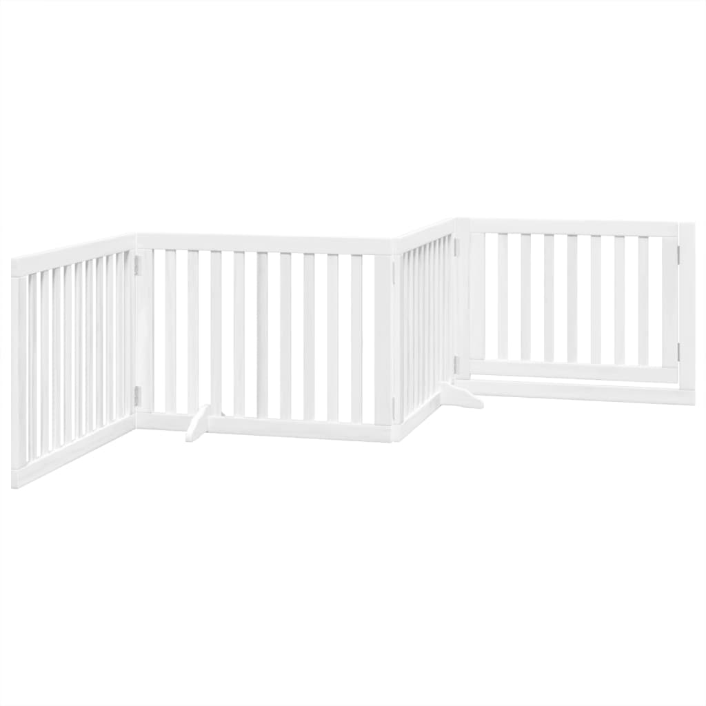 Brána pre psa s dverami sklad. 4pan. biela 320cm topoľové drevo