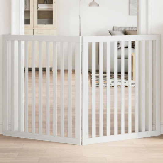 Brána pre psa skladacia 2 panely biela 160 cm topoľové drevo
