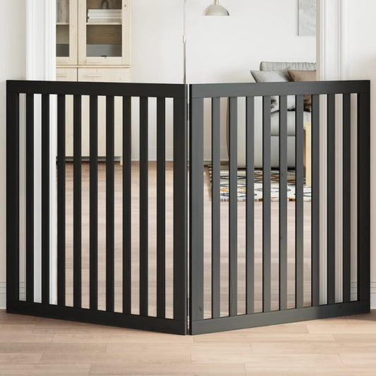 Brána pre psa skladacia 2 panely čierna 160 cm topoľové drevo