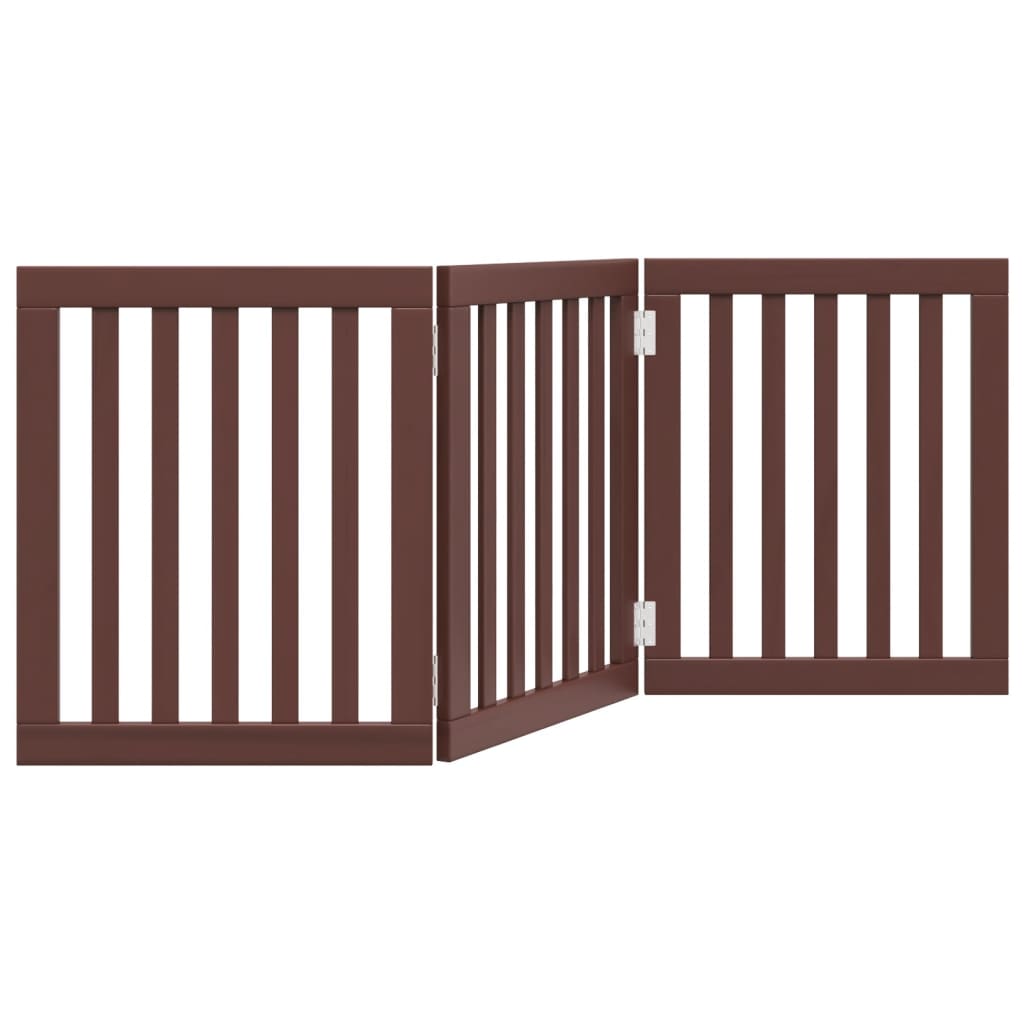 Brána pre psa skladacia 3 panely hnedá 150 cm topoľové drevo