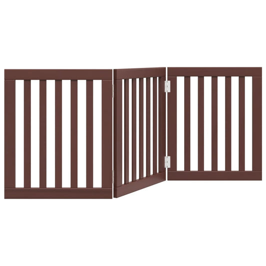 Brána pre psa skladacia 3 panely hnedá 150 cm topoľové drevo