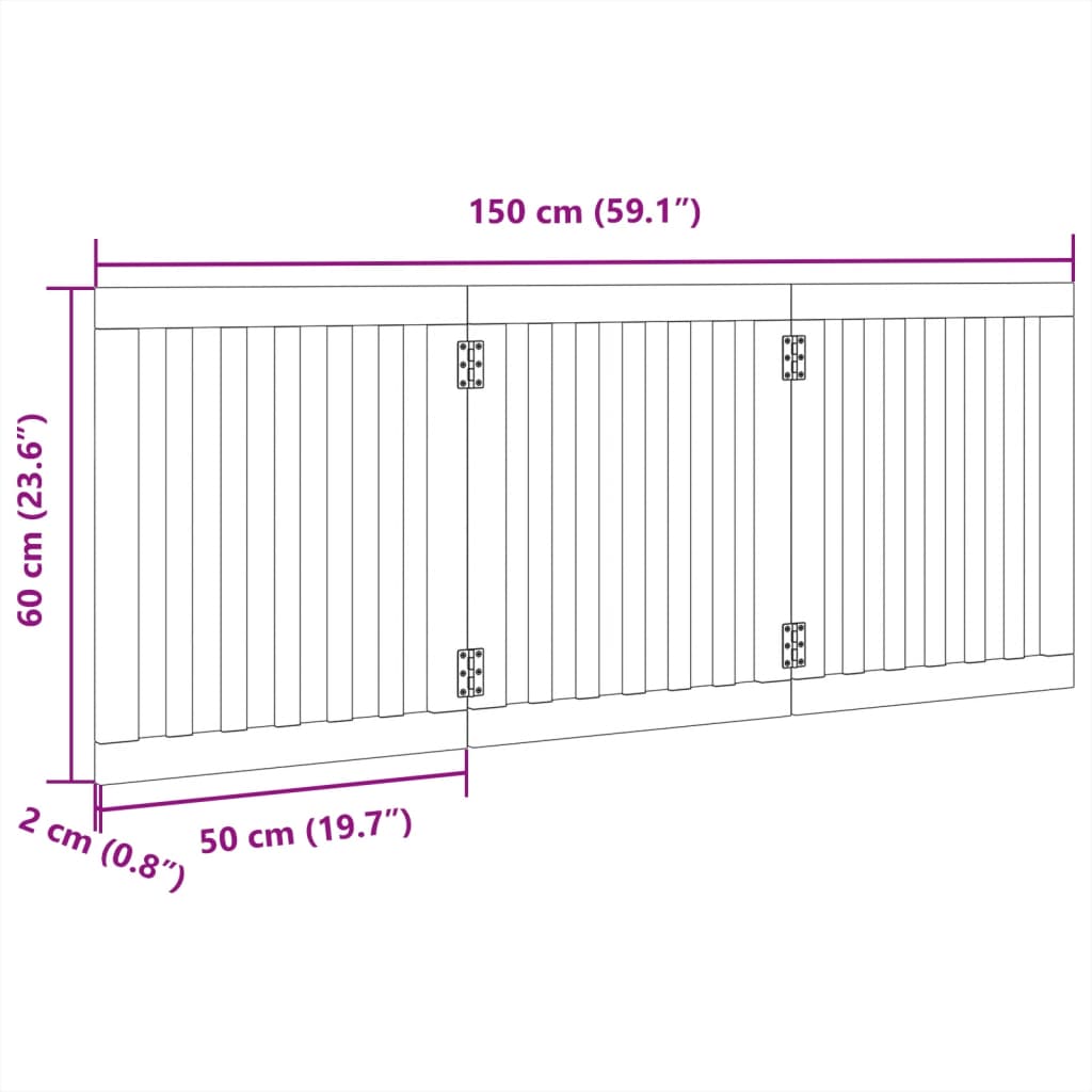Brána pre psa skladacia 3 panely hnedá 150 cm topoľové drevo