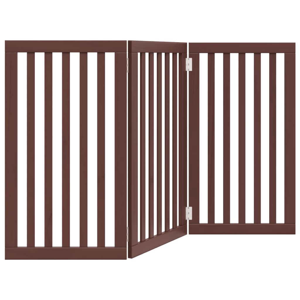 Brána pre psa skladacia 3 panely hnedá 150 cm topoľové drevo