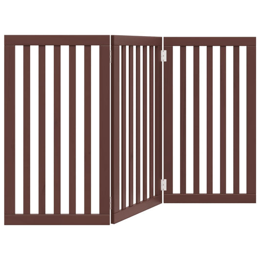 Brána pre psa skladacia 3 panely hnedá 150 cm topoľové drevo