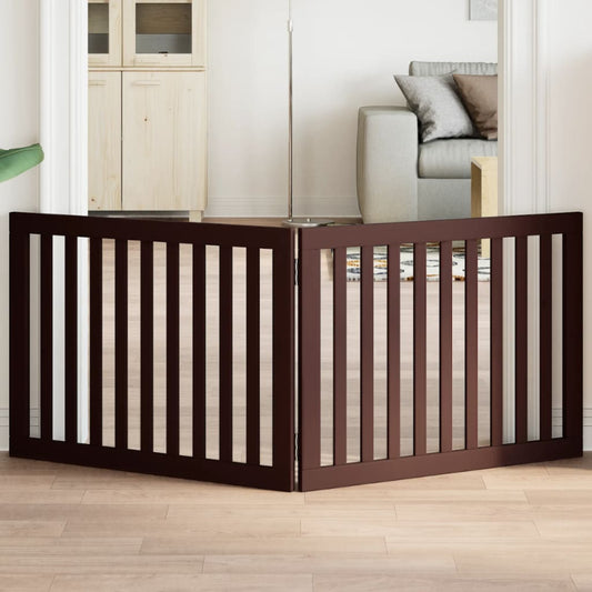 Brána pre psa skladacia 2 panely hnedá 160 cm topoľové drevo