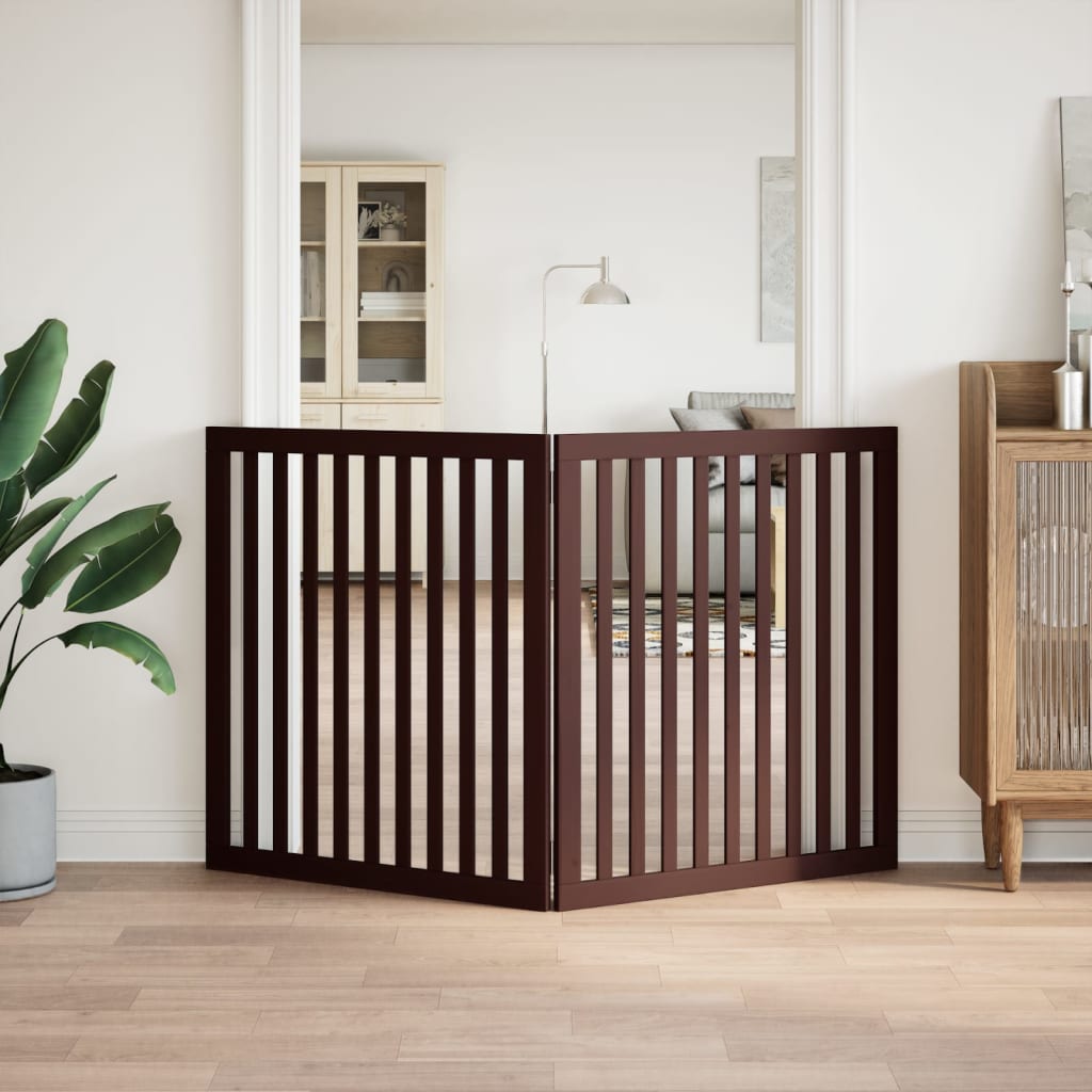 Brána pre psa skladacia 2 panely hnedá 160 cm topoľové drevo