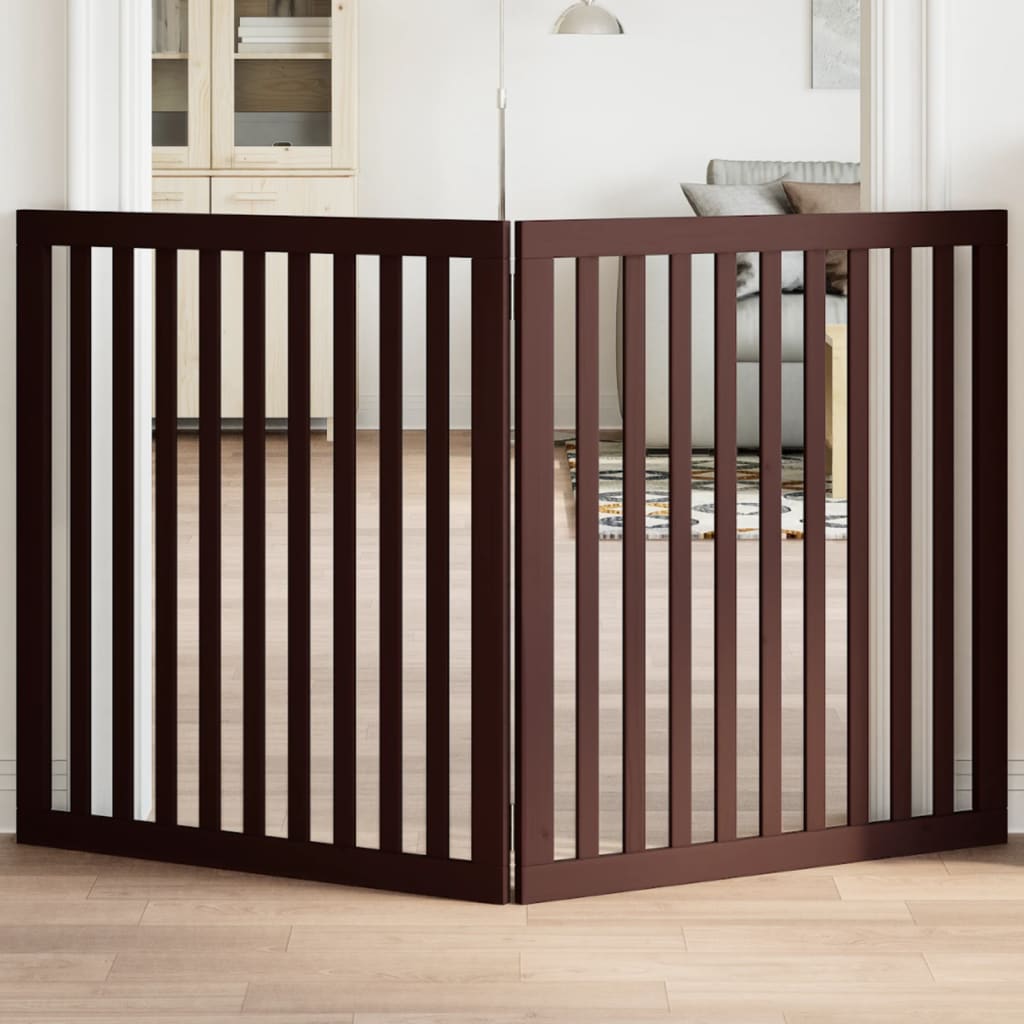 Brána pre psa skladacia 2 panely hnedá 160 cm topoľové drevo