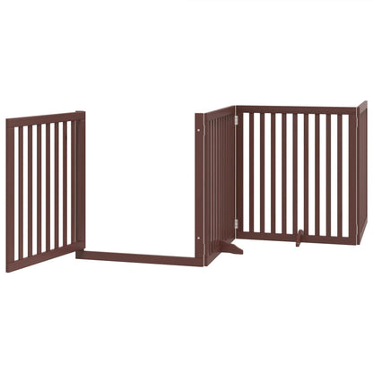 Brána pre psa dvere sklad. 4 panely hnedá 320 cm topoľové drevo