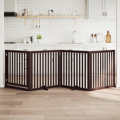 Brána pre psa dvere sklad. 4 panely hnedá 320 cm topoľové drevo