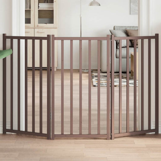 Brána pre psa skladacia 3 panely 150 cm masívne jedľové drevo