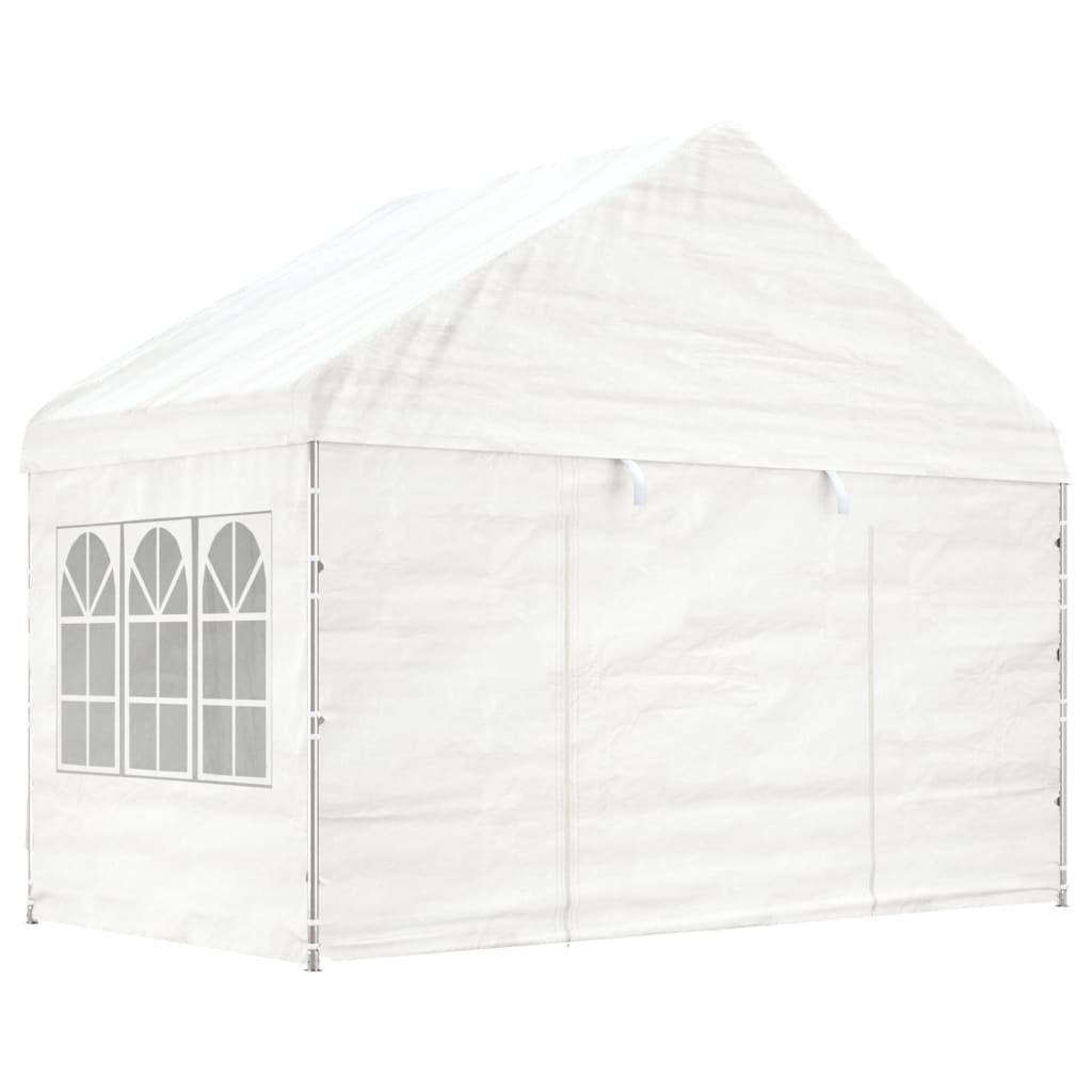 Altánok so strechou, biely 4,08x2,23x3,22 m, polyetylén