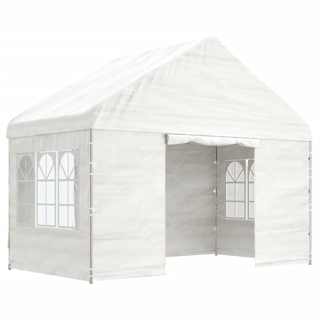 Altánok so strechou, biely 4,08x2,23x3,22 m, polyetylén