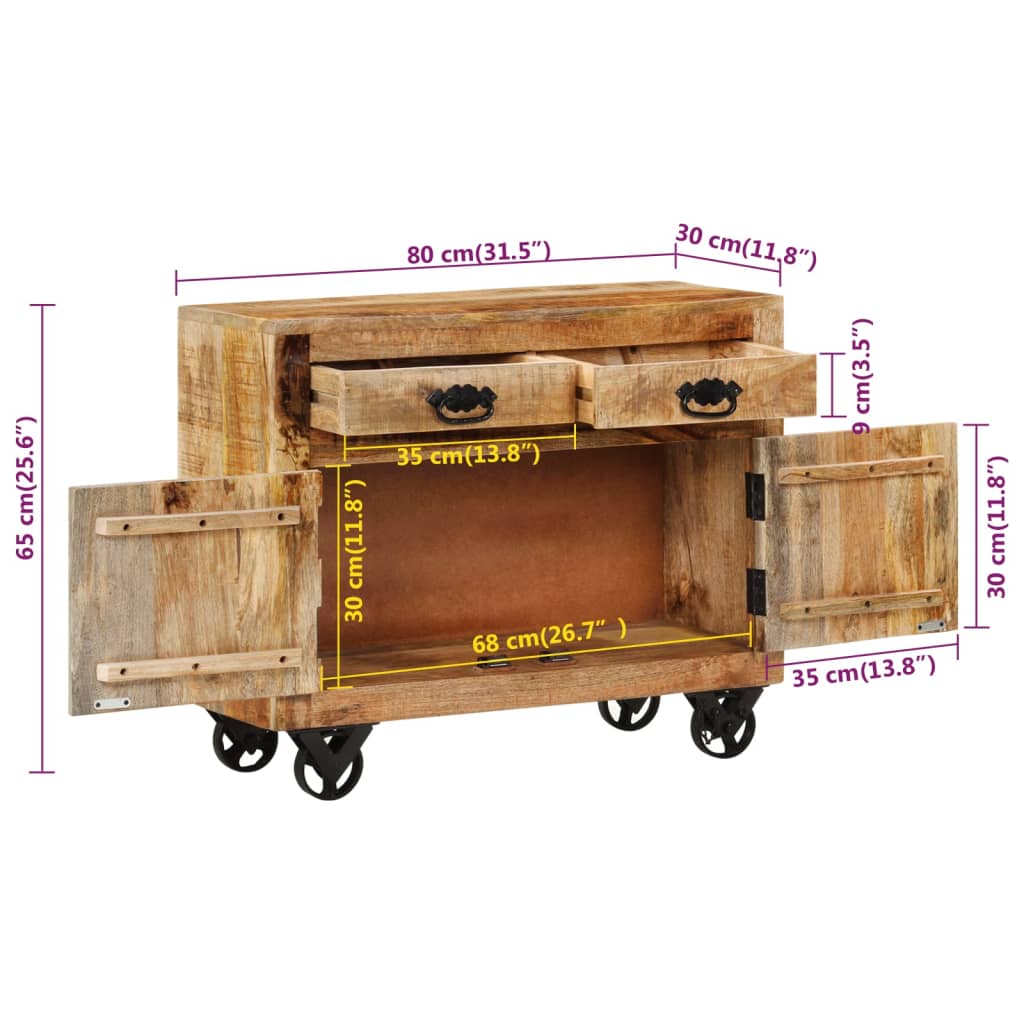 Komoda 80X30X Surový Mangovníkový Masív