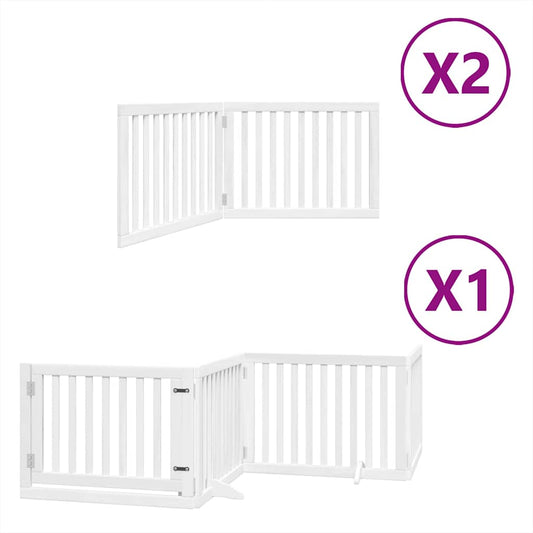 Brána pre psa s dverami sklad. 8pan. biela 640cm topoľové drevo
