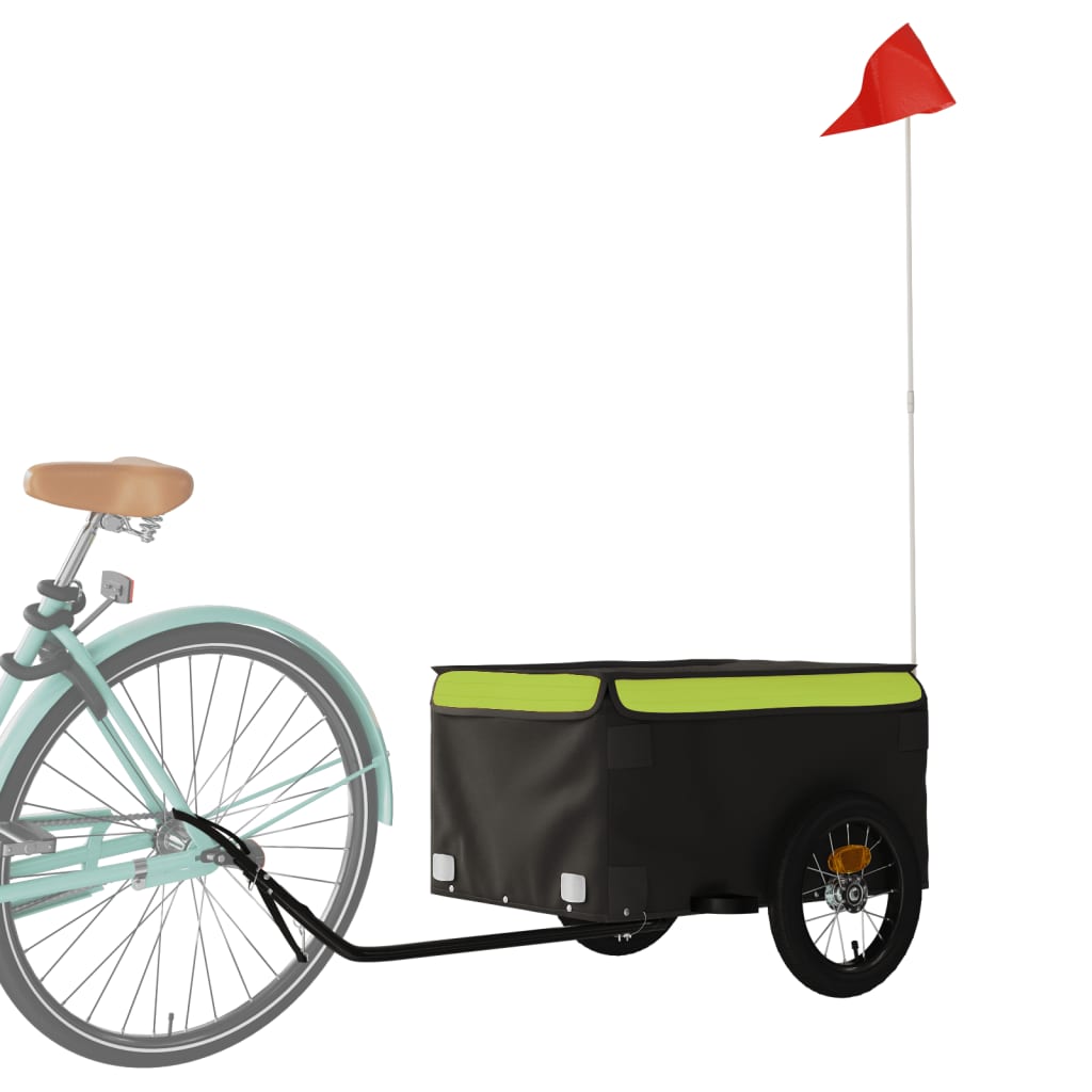 Vozík za bicykel, čierno zelený 30 kg, železo