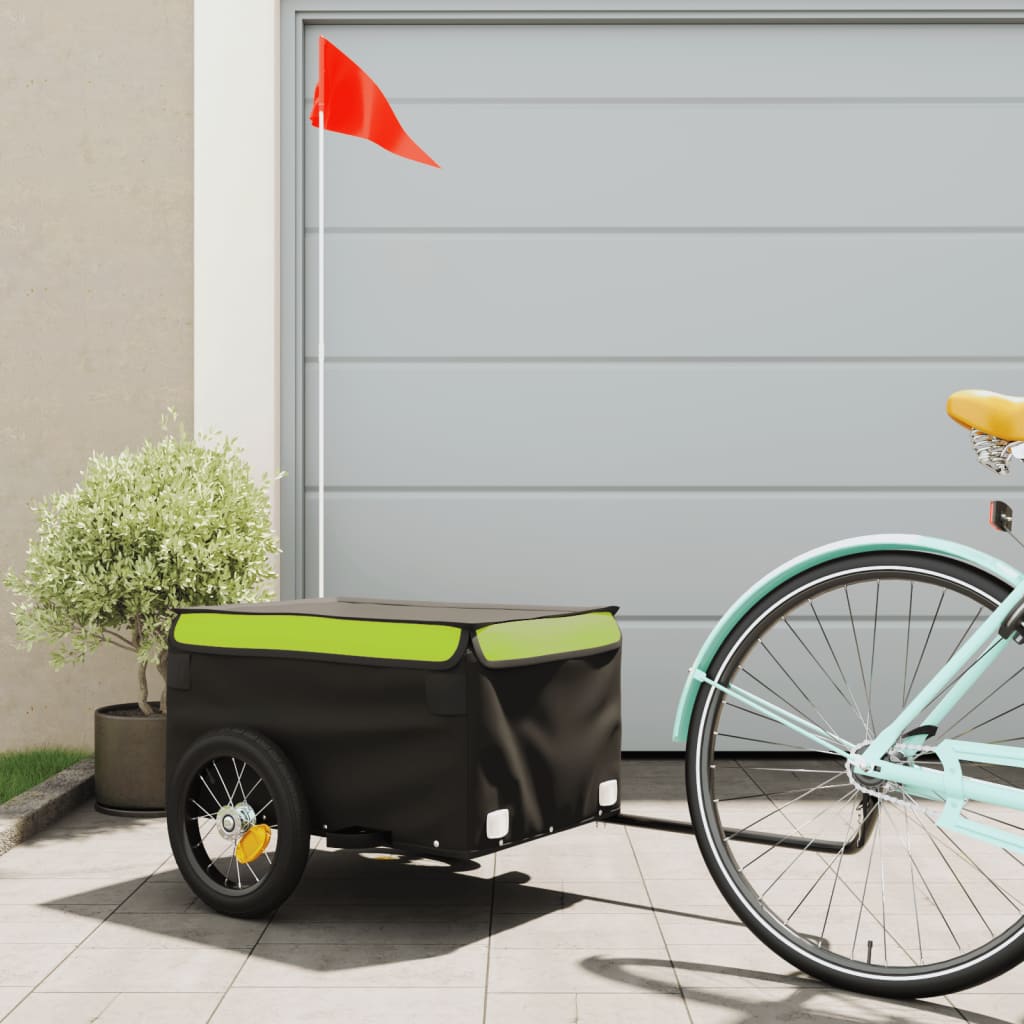 Vozík za bicykel, čierno zelený 30 kg, železo
