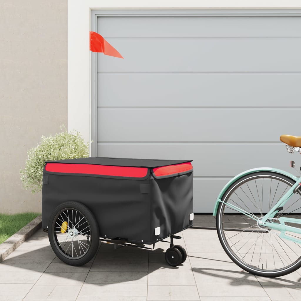 Vozík za bicykel, čierno červený 45 kg, železo