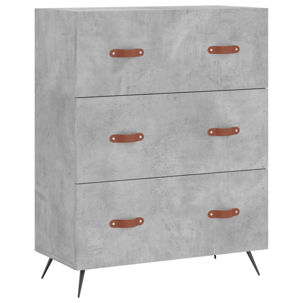 Komoda so zásuvkami betónovo sivá 69,5x34x90cm kompozitné drevo