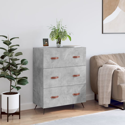 Komoda so zásuvkami betónovo sivá 69,5x34x90cm kompozitné drevo