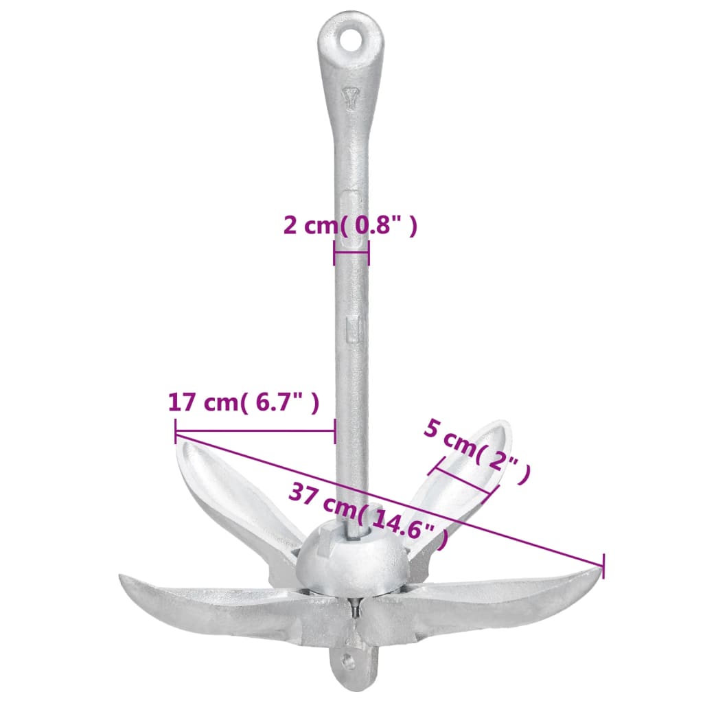 Skladacia kotva strieborná 3,2 kg kujné železo