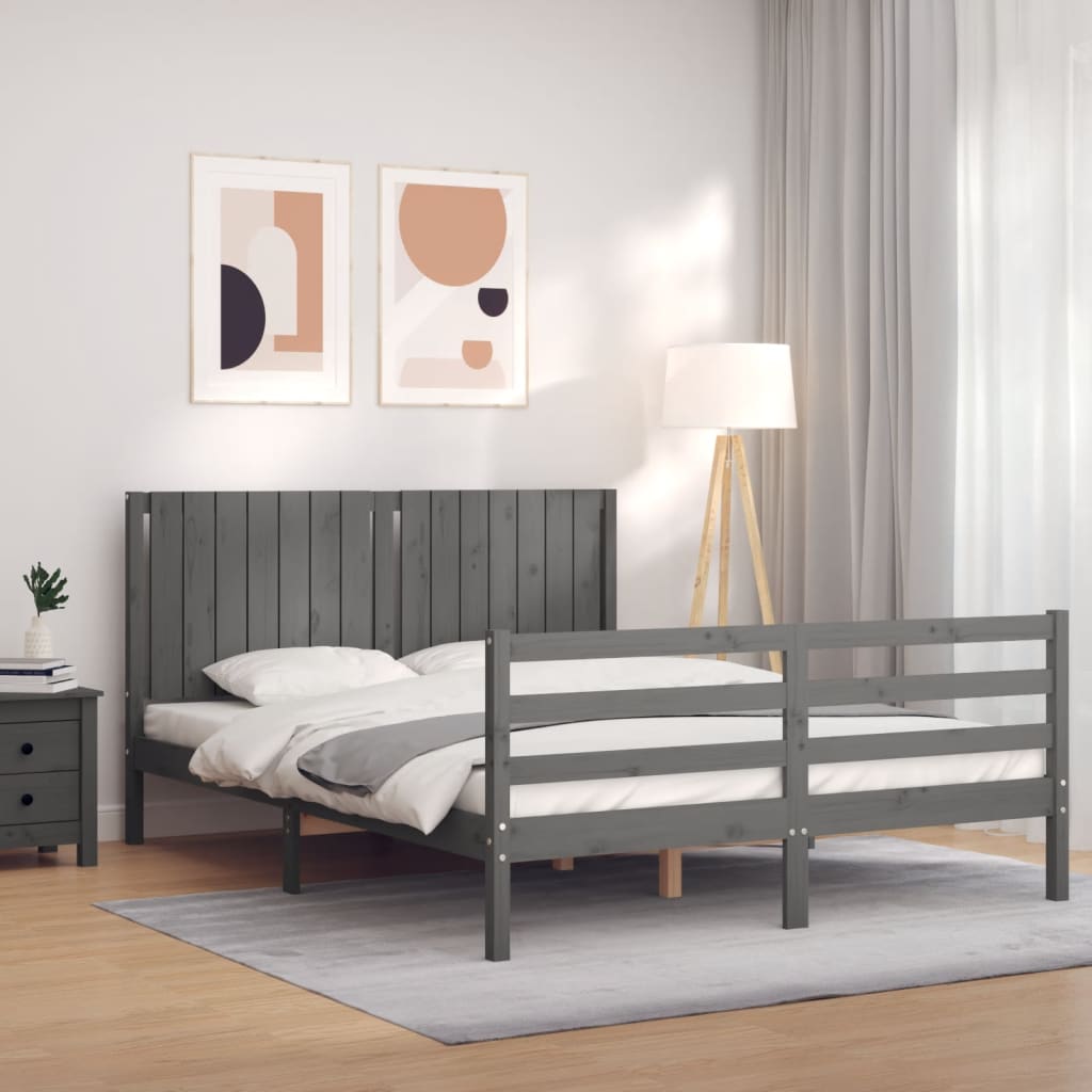 Posteľný Rám S Čelom Super King Masívne Drevo