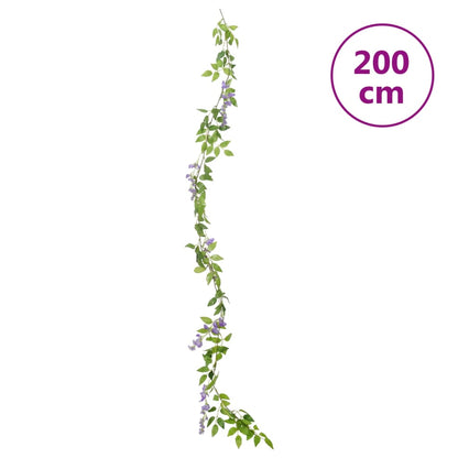 Vianočné kvetinové girlandy 6 ks, fialové 200 cm