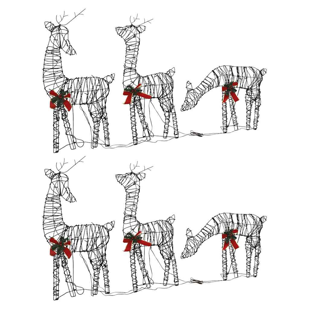 Rodiny Vianočných Sobov 2 Ks 180 Led Teplé Biele Ratanové