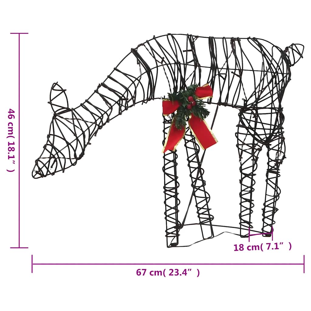 Rodiny Vianočných Sobov 2 Ks 180 Led Teplé Biele Ratanové