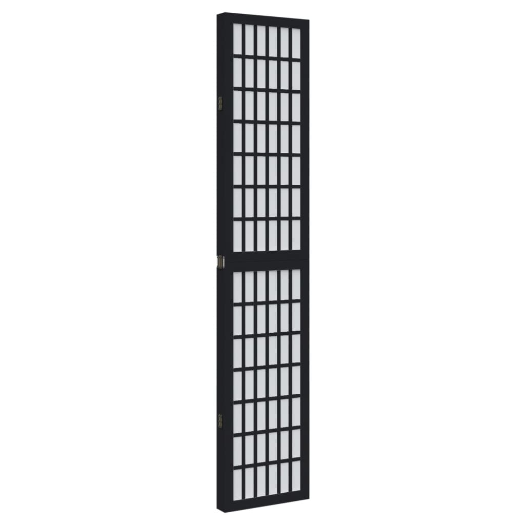 Paraván, 4 panely, čierny, masívne drevo paulovnie