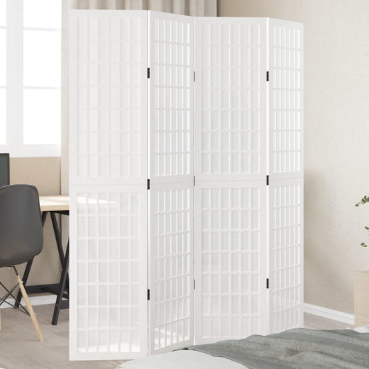 Paraván 4 panely biely masívne drevo paulovnie