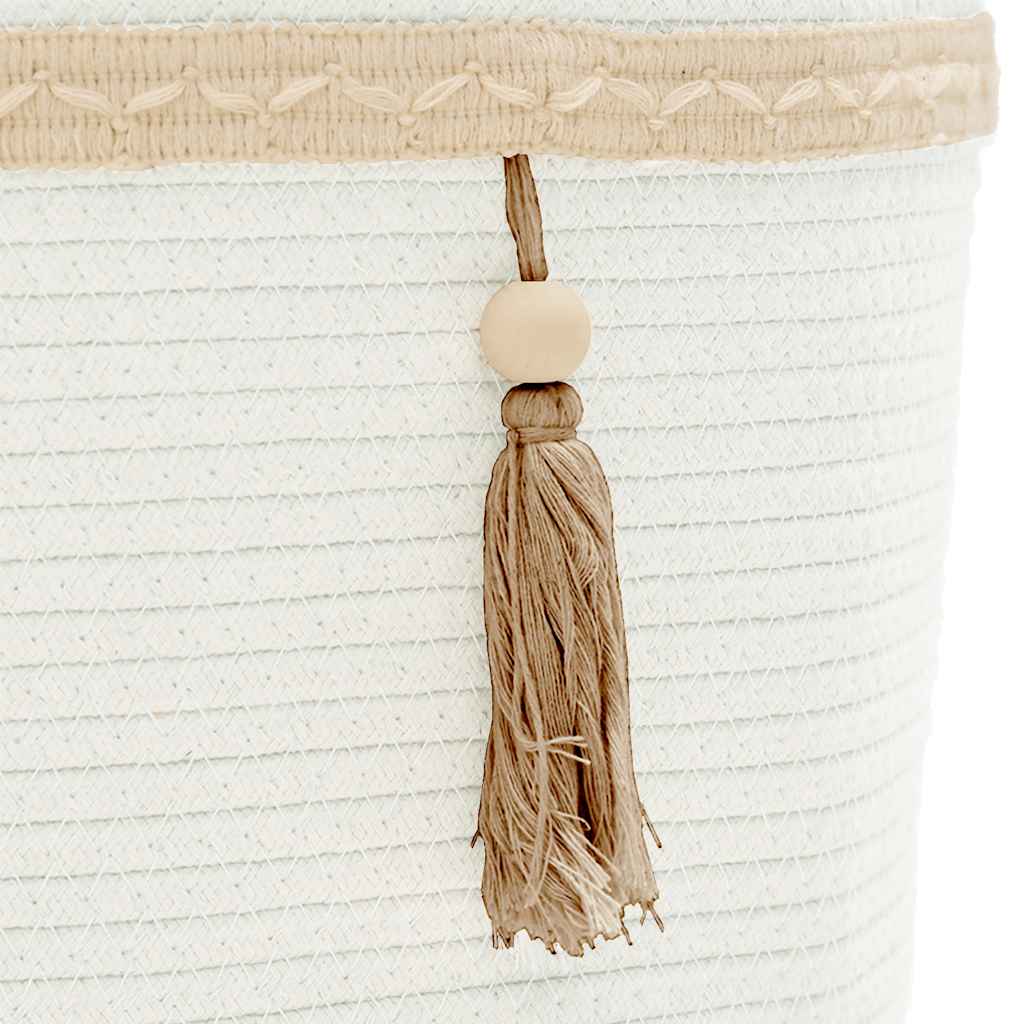 Úložný Kôš Biely Ø38X36 Cm Bavlna