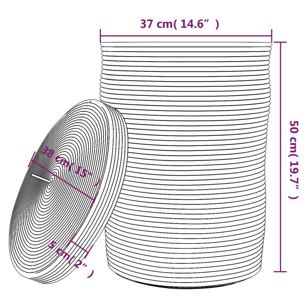 Úložný Kôš S Vekom Hnedo-Biely Ø37X50 Cm Bavlna