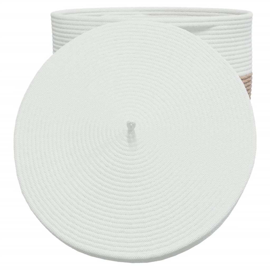 Úložný Kôš S Vekom Hnedo-Biely Ø40X35 Cm Bavlna