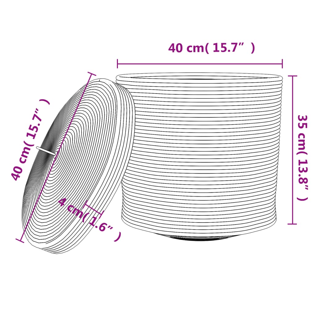 Úložný Kôš S Vekom Hnedo-Biely Ø40X35 Cm Bavlna