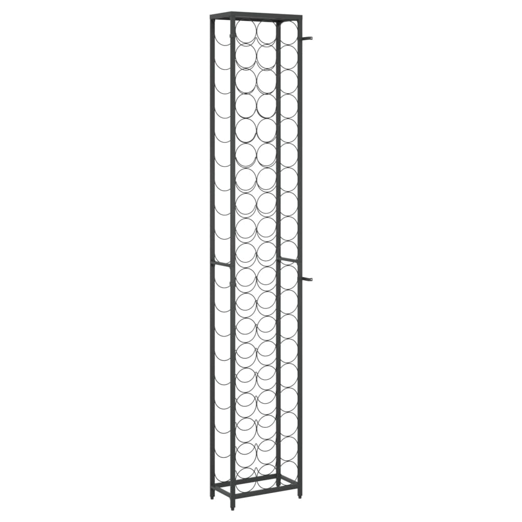 Stojan na víno na 57 fliaš čierny 34x18x200 cm kované železo