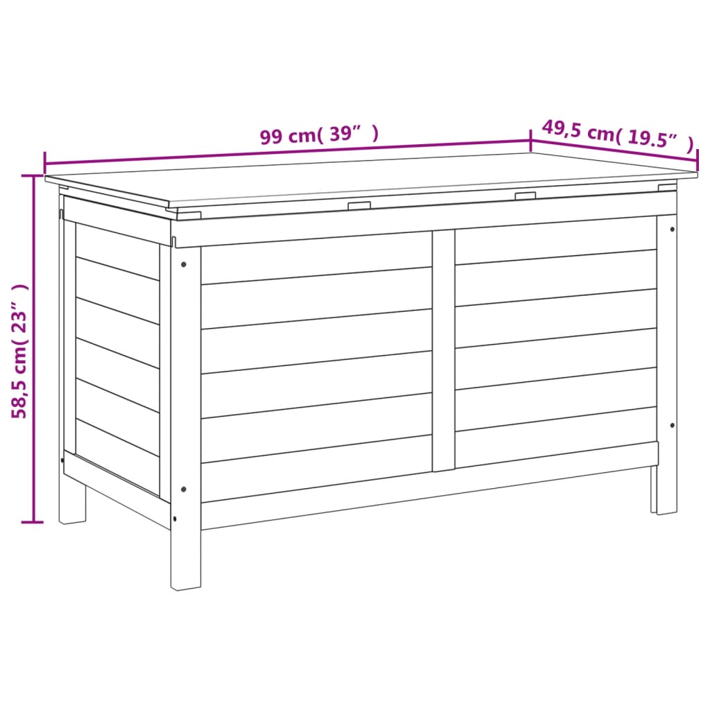 Záhradný úložný box antracitový 99x49,5x58,5 cm jedľový masív