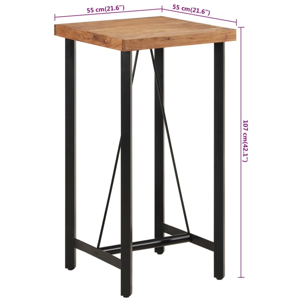 Barový stôl 55x55x107 cm masívna akácia a železo