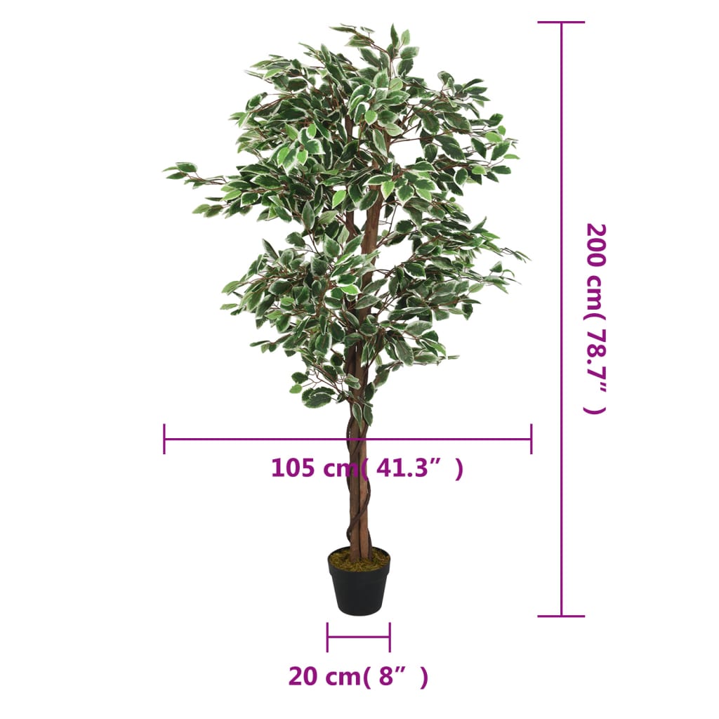 Umelý fikusový strom 1260 listov 200 cm zelený