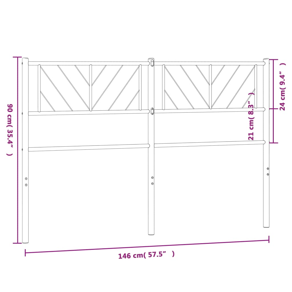 Kovové čelo postele čierne 140 cm